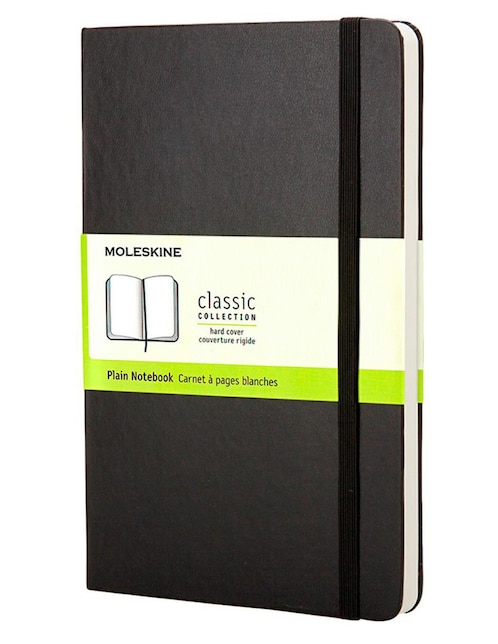 Libreta clásica Moleskine hoja blanca bolsillo interior negra