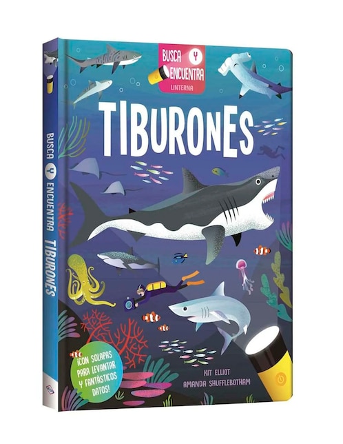 Libro Busca y encuentra linterna: tiburones de Lexus Editores