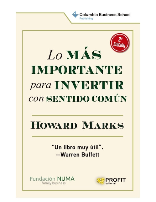Libro Lo más importante para invertir con sentido común de Howard Marks