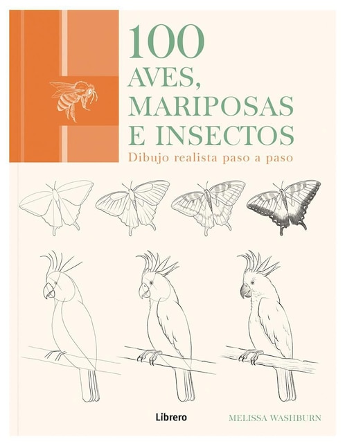 Libro 100 Aves, Mariposas e Insectos. Dibujo realista paso a paso de Melissa Washburn