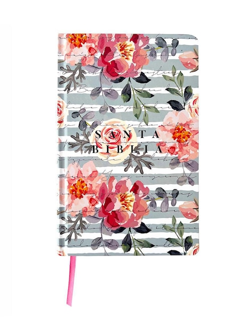 Biblia RVR 1960 letra grande, manual, tapa dura Cantar de Cantares flores rosadas de Reina Valera