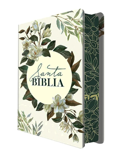 Libro Biblia Rvr 1960 Letra Grande Tamaño Manual Ultrafina – Tapa Dura Con Flores Blancas Y Cantos Pintados de Reina Valera