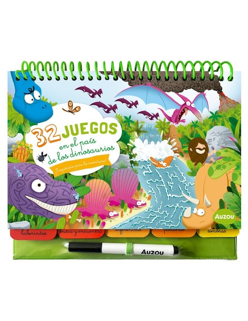 Libro 32 juegos en el país de los dinosaurios de Auzou