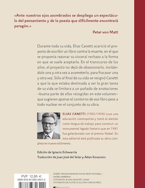 Libro El libro contra la muerte de Canetti, Elias