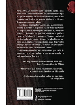 Libro El cementerio de Praga, Umberto Eco