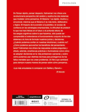 Libro Pensar rápido, pensar despacio de Daniel Kahneman