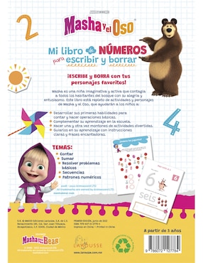 Mi libro de números para escribir y borrar de Masha Y El Oso