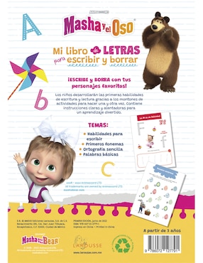 Mi libro de letras para escribir y borrar de Masha Y El Oso
