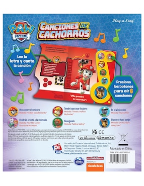 Libro Paw Patrol Canciones de Cachorros de Nickelodeon