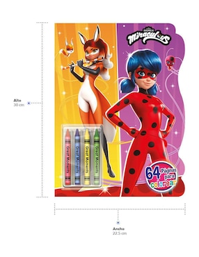 Libro para Colorear Zag Heroez Miraculous 64 Páginas con Stickers y Crayolas de Great Moments Publishing