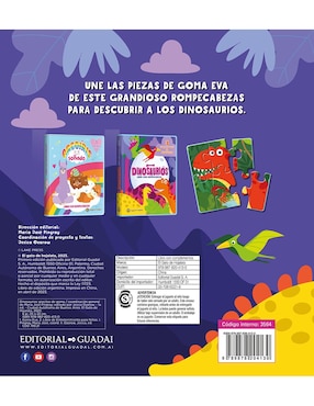 Libro Dinosaurios Pieceitas de Goma de Editorial Guadal