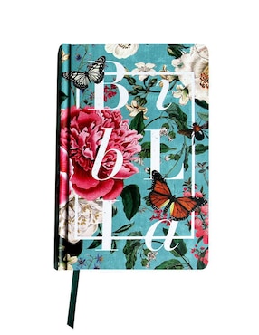 Libro Biblia RVR 1960 letra grande, manual, tapa dura jardín de flores de Reina Valera
