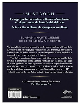 El Héroe de Las Eras Mistborn Libro 3 de Brandon Sanderson