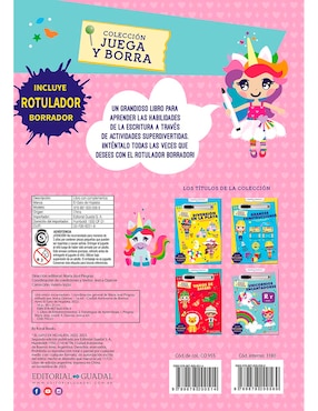 Libro Unicornios Encantados (Juega y Borra) de Editorial Guadal