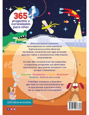 Libro 365 Preguntas Y Curiosidades Para Niños de Editorial Guadal
