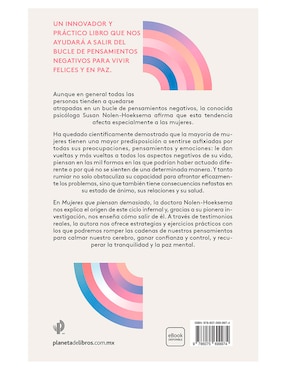 Libro Mujeres que piensan demasiado de Susan Nolen-Hoeksema