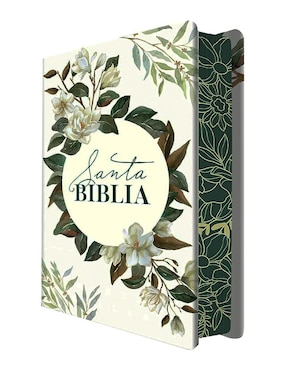 Libro Biblia Rvr 1960 Letra Grande Tamaño Manual Ultrafina – Tapa Dura Con Flores Blancas Y Cantos Pintados de Reina Valera