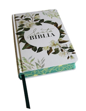 Libro Biblia Rvr 1960 Letra Grande Tamaño Manual Ultrafina – Tapa Dura Con Flores Blancas Y Cantos Pintados de Reina Valera