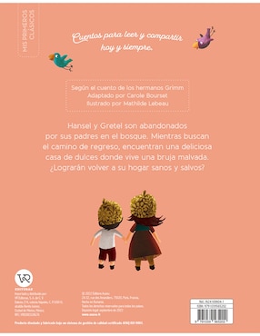 Libro pequeños clásicos Hansel y Gretel de Mathilde Lebeau