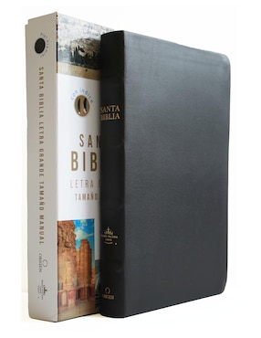 Imagen de producto Libro Biblia Reina Valera 1960 letra grande. Piel premier negro, índice, tamaño manual