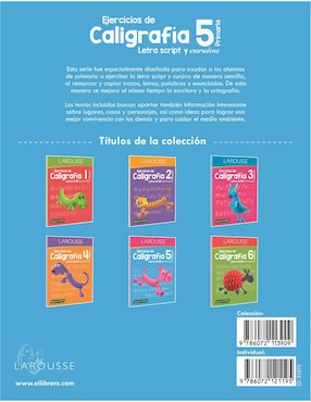 Libro Ejercicios de caligrafía 5° de primaria de Ediciones larousse