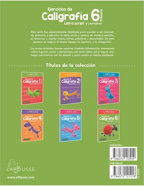 Libro Ejercicios de caligrafía 6° de primaria de Ediciones larousse