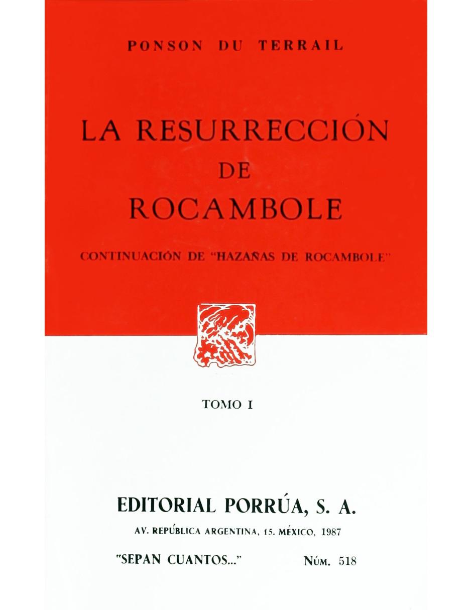 Libro La Resurrección de Rocambole. Continuación de 'Hazañas De Rocambole' Tomo I Libro La Resurrección de Rocambole. Continuación de 'Hazañas De Rocambole' Tomo I