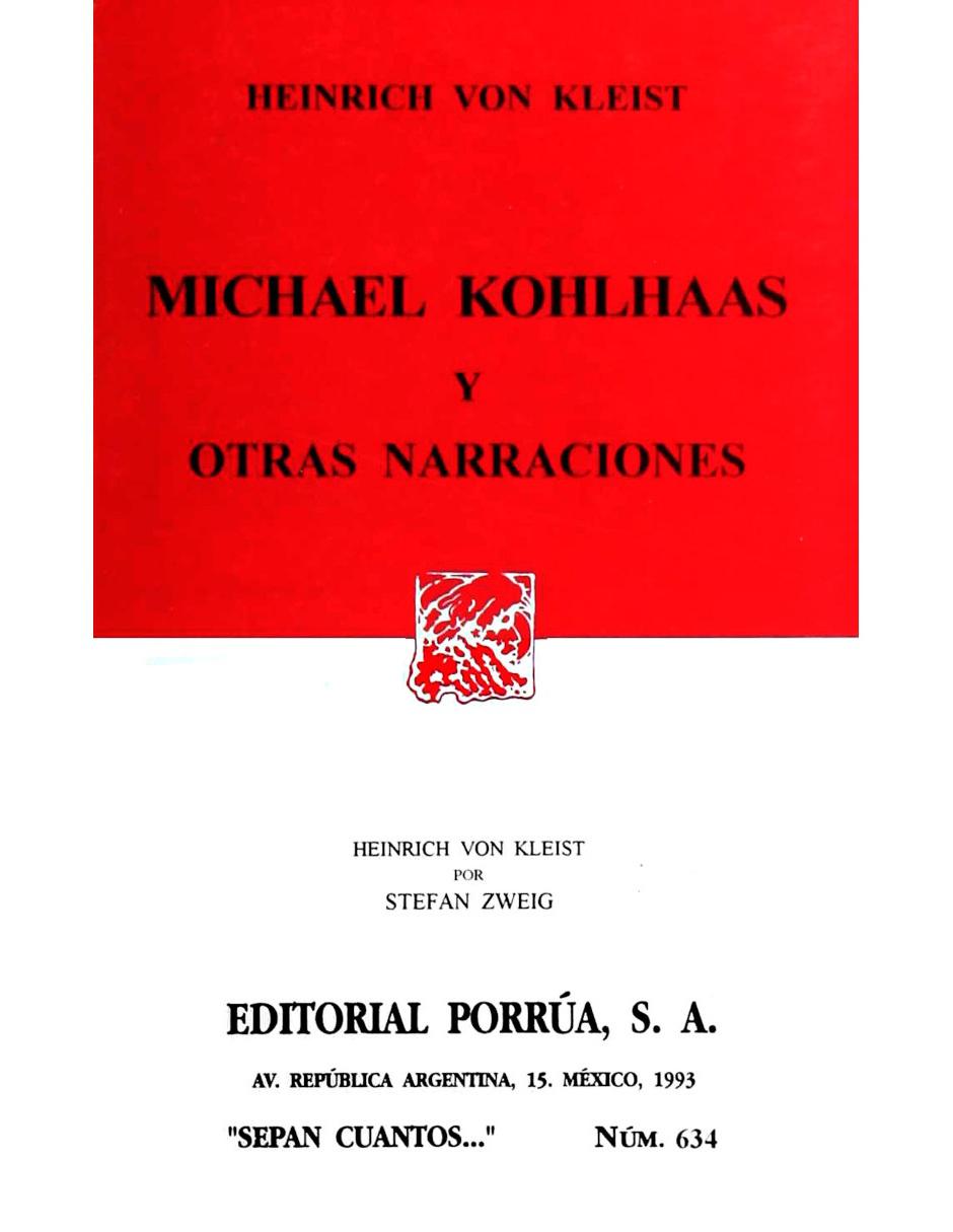 Libro Michael Kohlhaas y Otras Narraciones (Sc634)