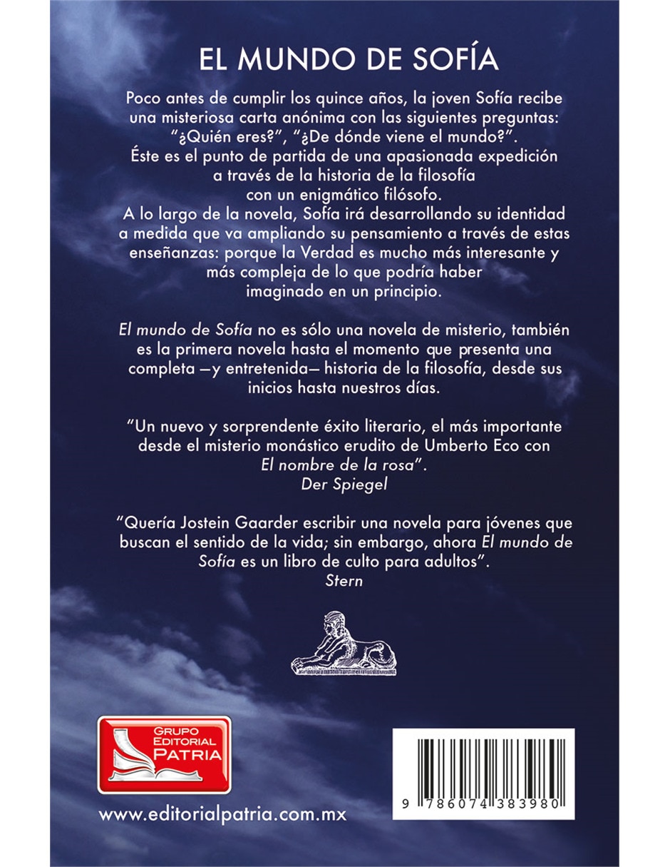 Libro Mundo de Sofía de Jostein Gaarder 2
