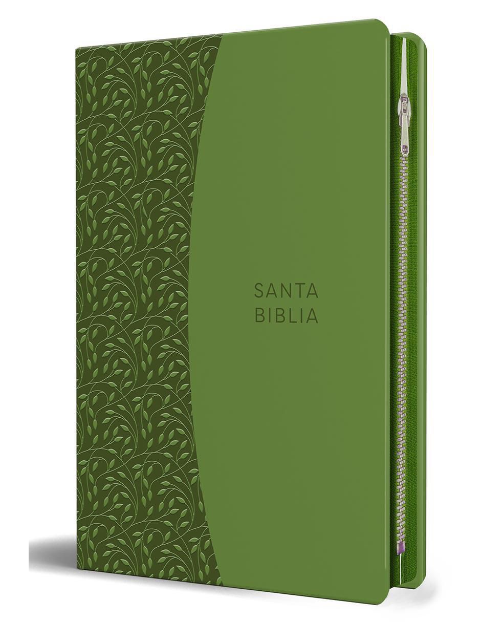 Libro Biblia Reina Valera 1960 letra grande. Símil piel verde con cremallera de Reina Valera Revisada 1960