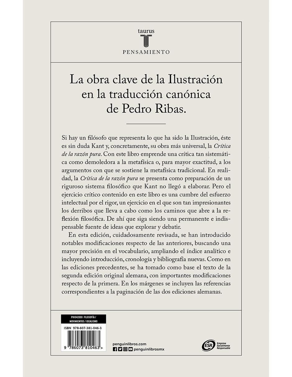 Libro Crítica de la Razón Pura de Kant, Immanuel 2