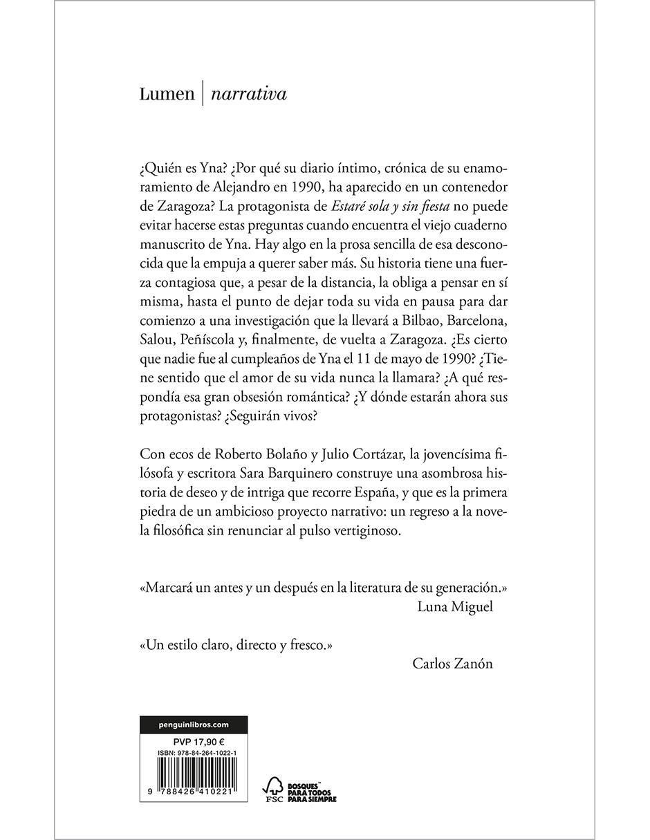 Libro Estaré sola y sin fiesta de Sara Barquinero 2
