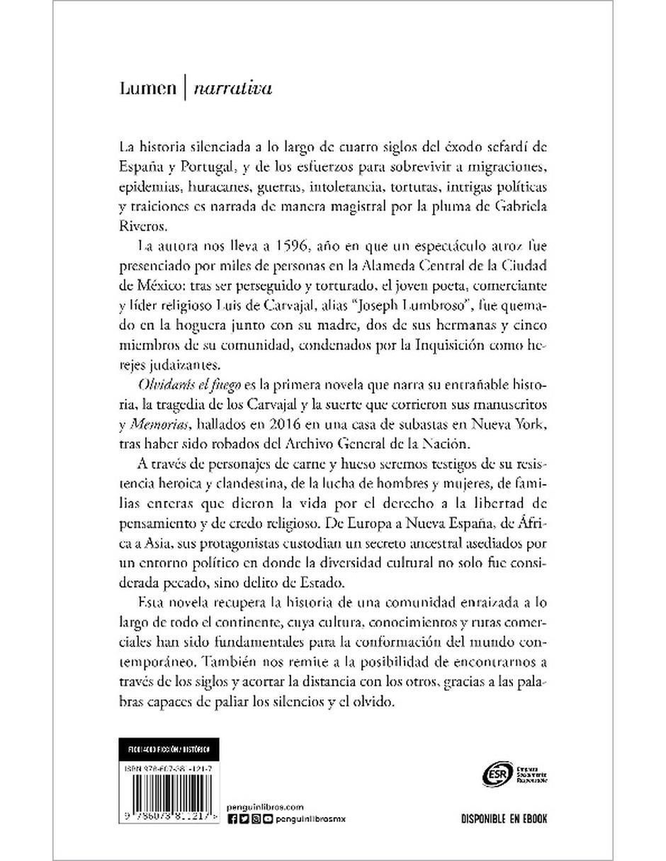 Libro Olvidarás el fuego de Gabriela Riveros 2
