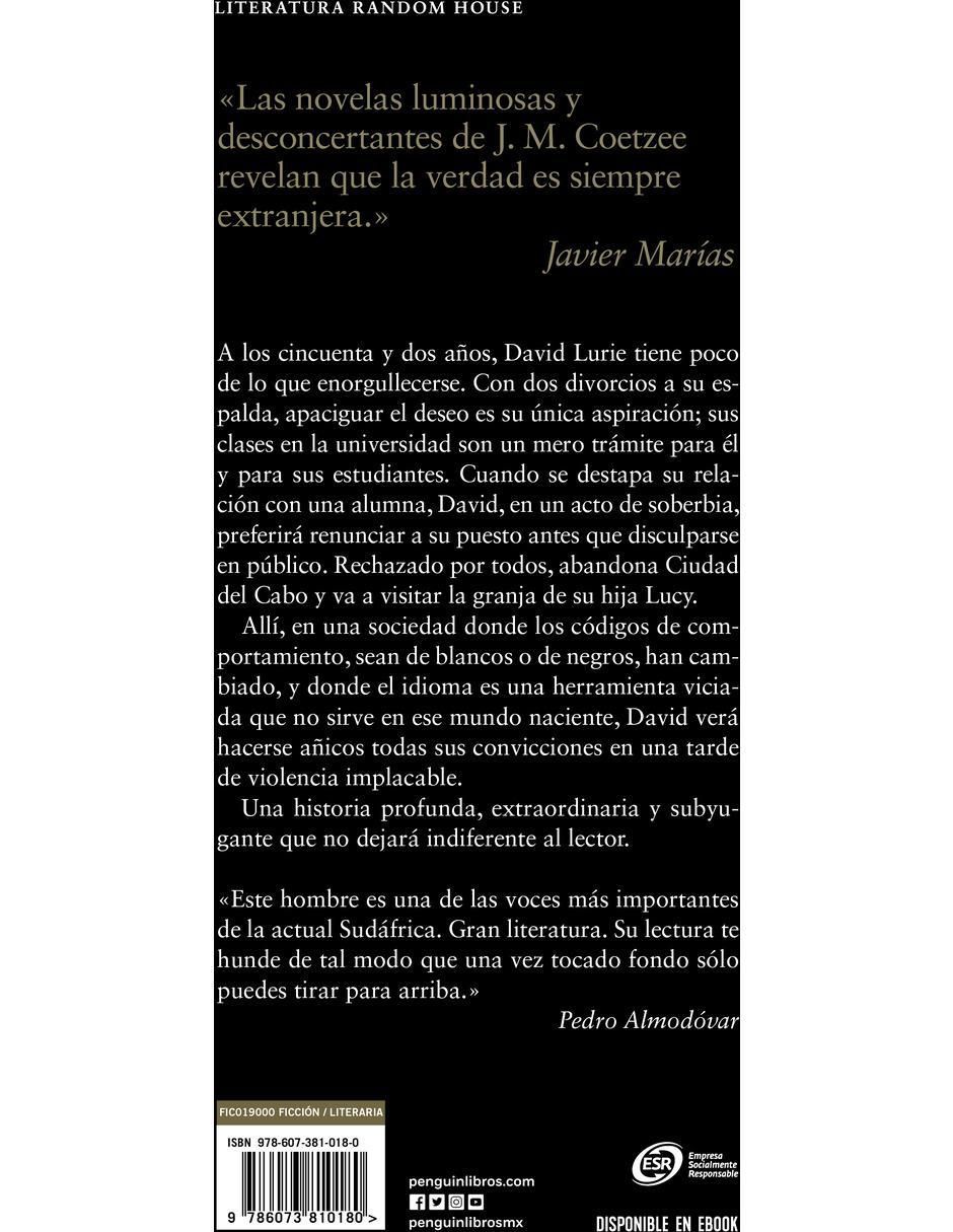 Libro Desgracia de Coetzee, J.M 2