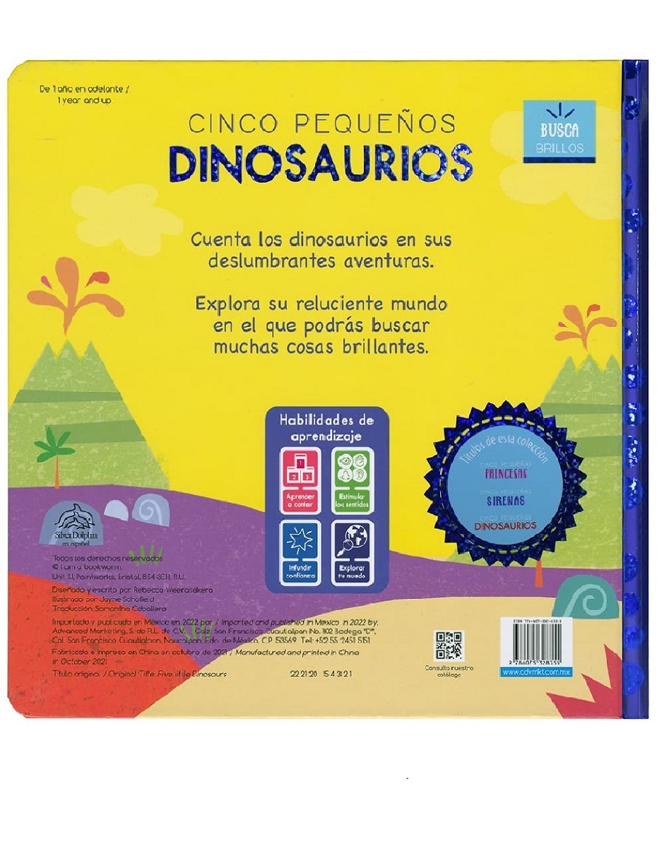 Libro infantil busca brillos: cinco pequeños dinosaurios de Rebecca Weerasekera 2