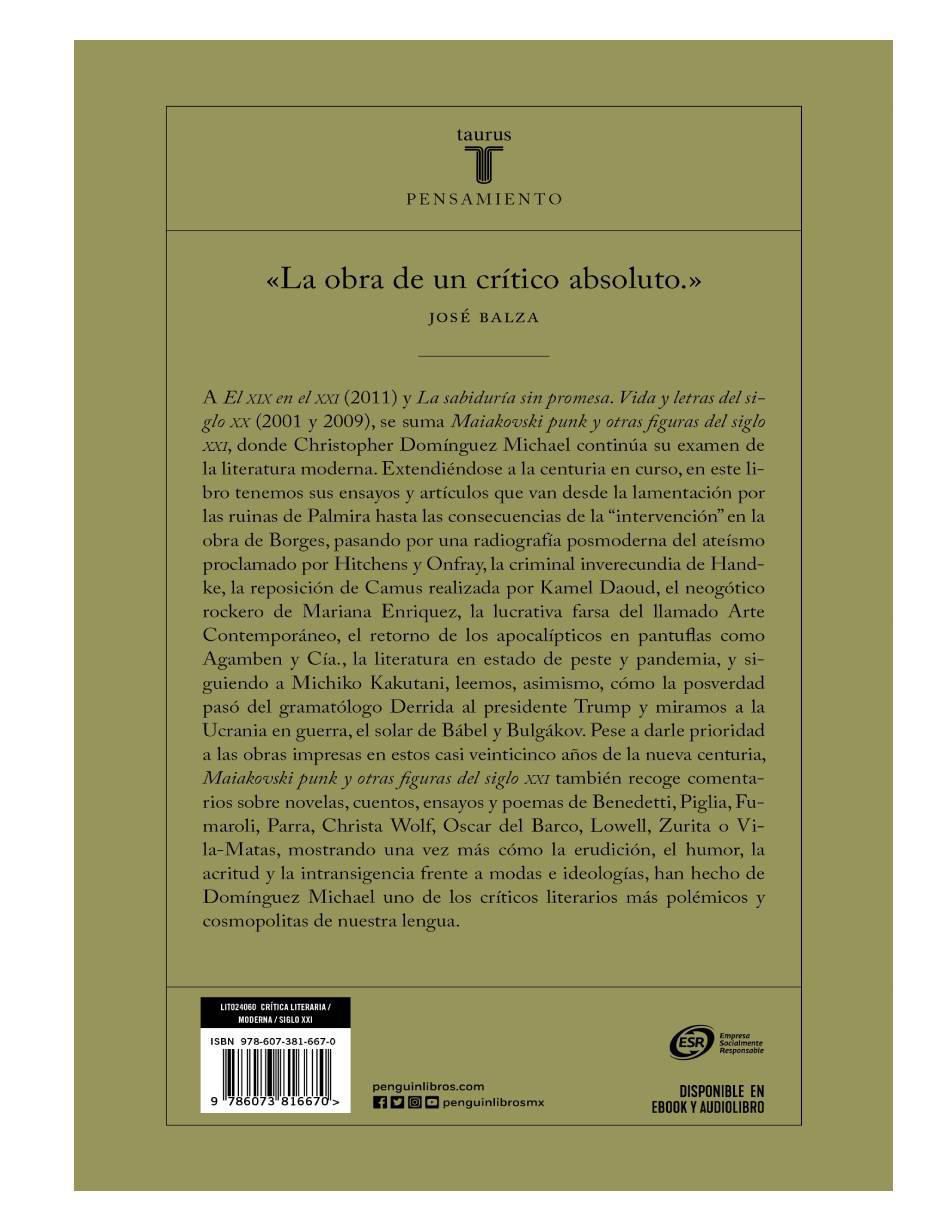 Libro Maiakovski punk y otras figuras del siglo xxi de Christopher Domínguez Michael 3