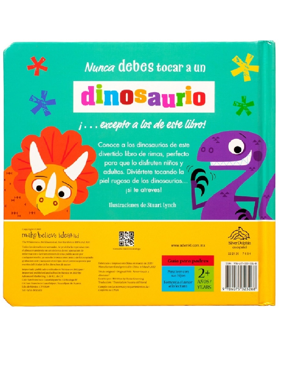 Libro Cuento con textura ¡Nunca toques a un dinosaurio! de Silver Dolphin 2