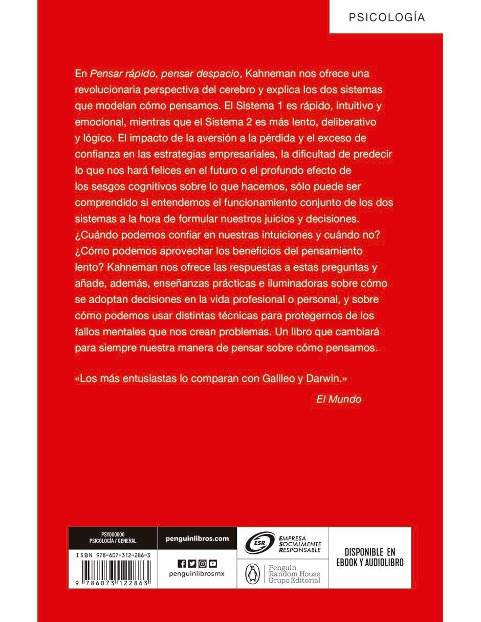 Libro Pensar rápido, pensar despacio de Daniel Kahneman 2