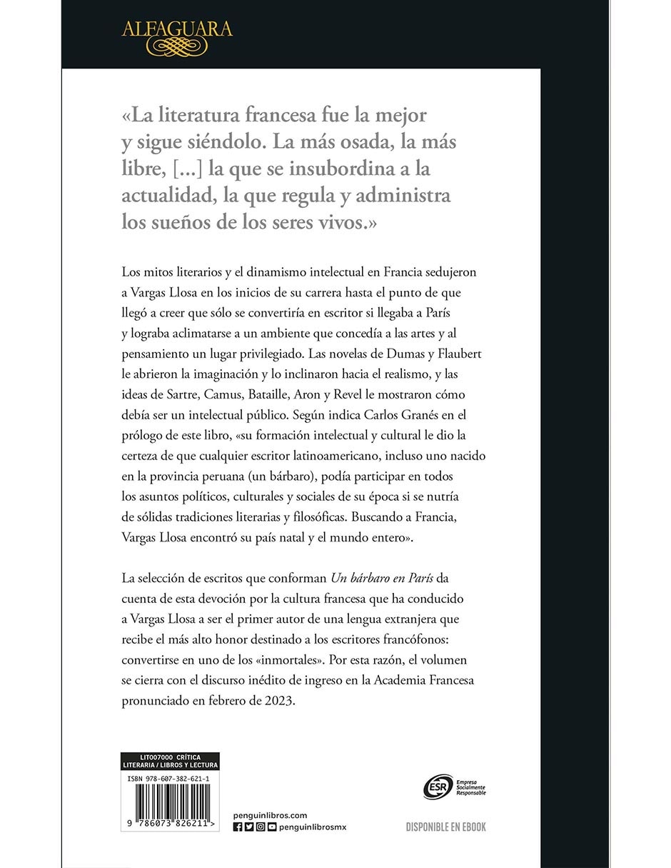 Libro Un bárbaro en parís de Mario Vargas Llosa 2
