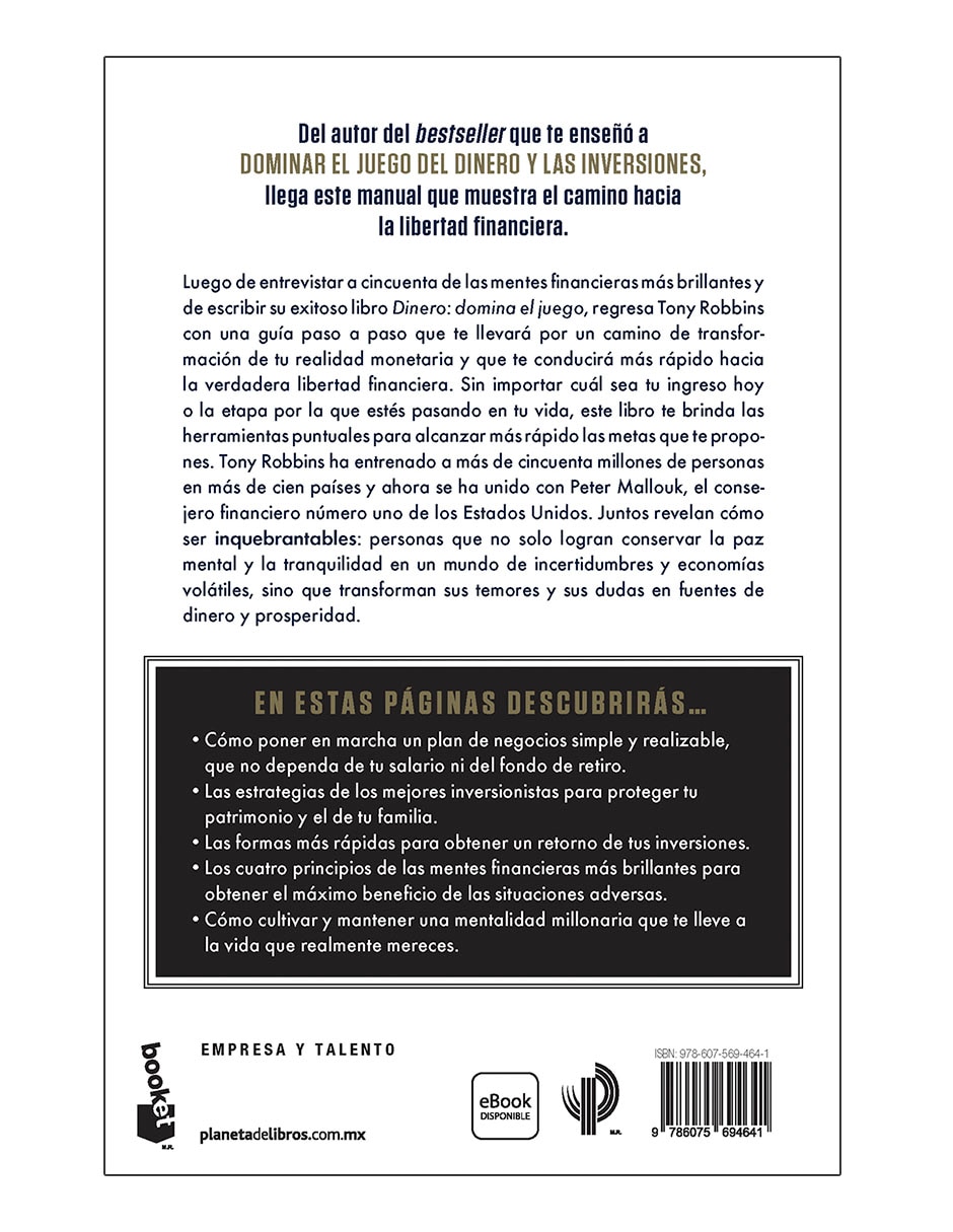 Libro Inquebrantable tu guía para lograr la libertad financiera de Tony Robbins 2