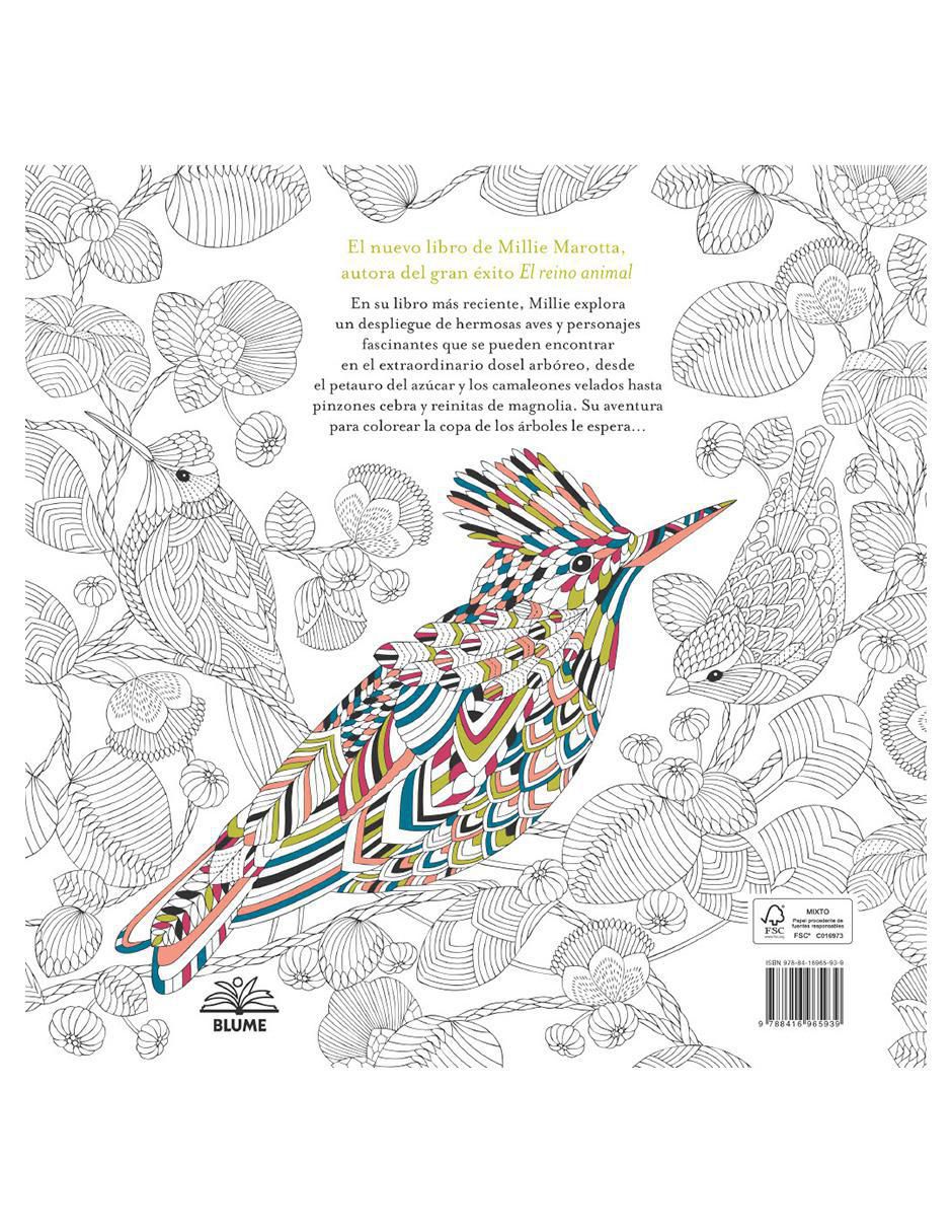 Libro Aves Hermosas y Otros Tesoros de los Árboles Una aventura para colorear de Millie Marotta 4