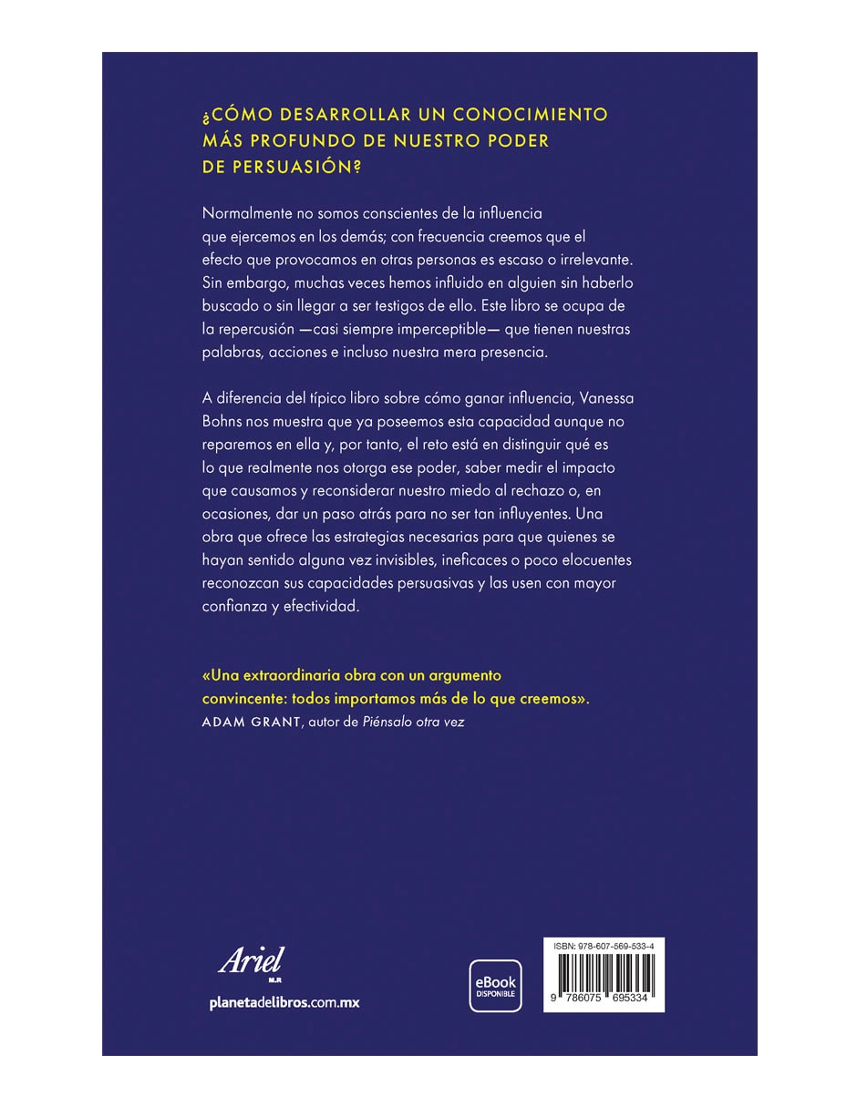 Libro Tienes Más Influencia de la Que Crees de Vanessa Bohns 2