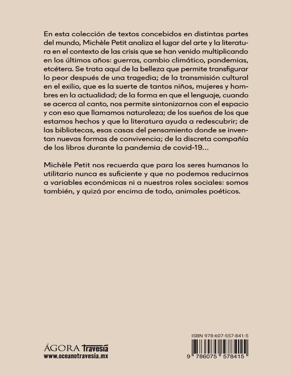 Libro Somos animales poéticos. Algunos usos de los libros y el arte en estos tiempos críticos de Michèle Petit 2