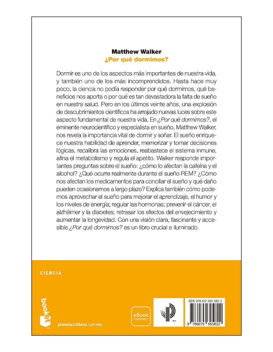 Libro ¿Por qué dormimos? de Matthew Walker 2