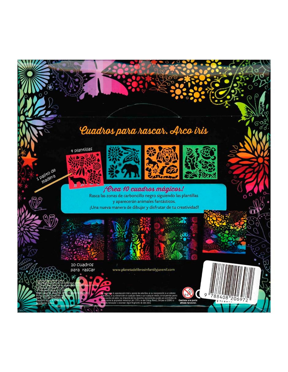 Libro Creactivity cuadros para rascar arco iris de 2