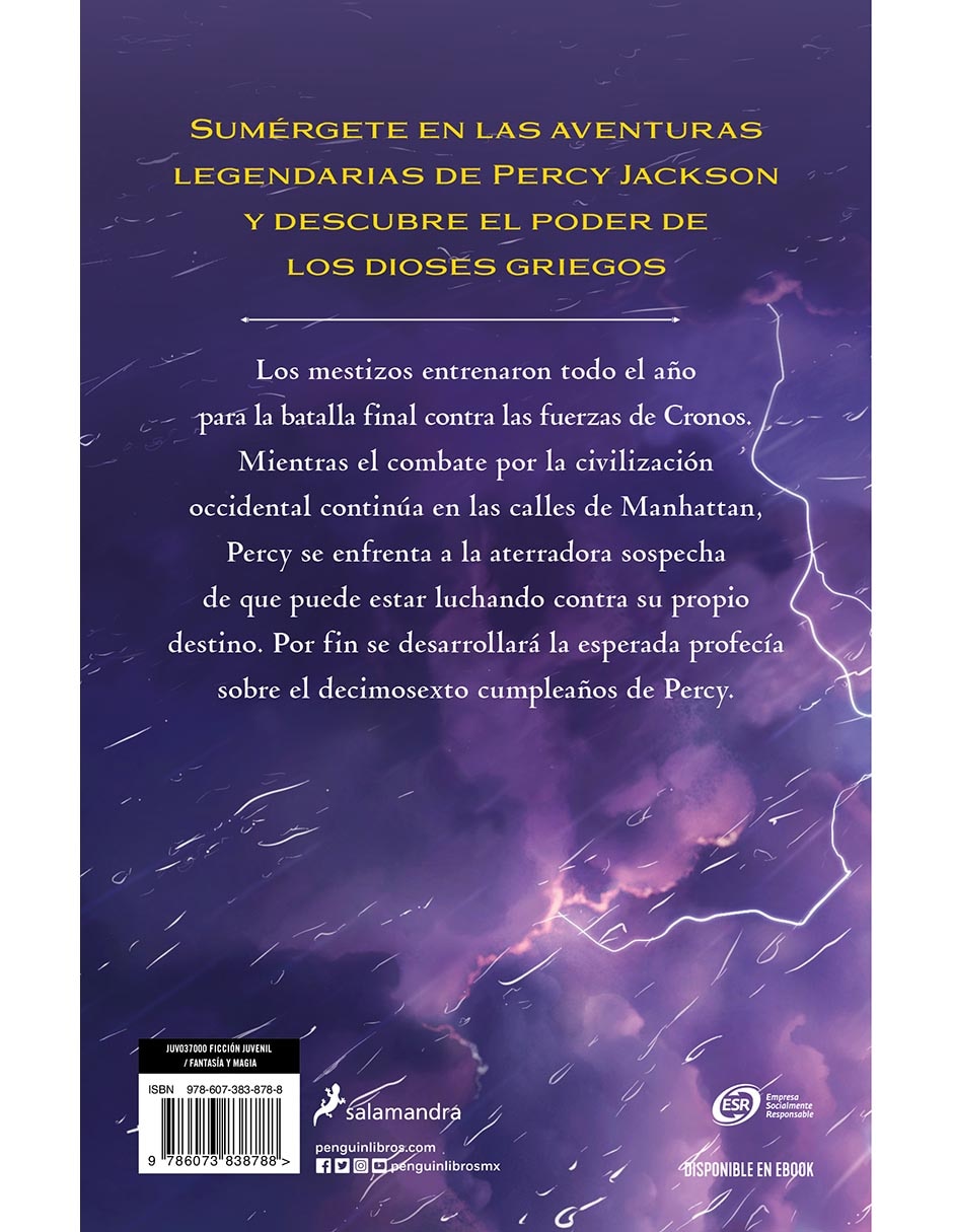 Libro El Último Heroe del Olimpo Percy Jackson de Rick Riordan 2