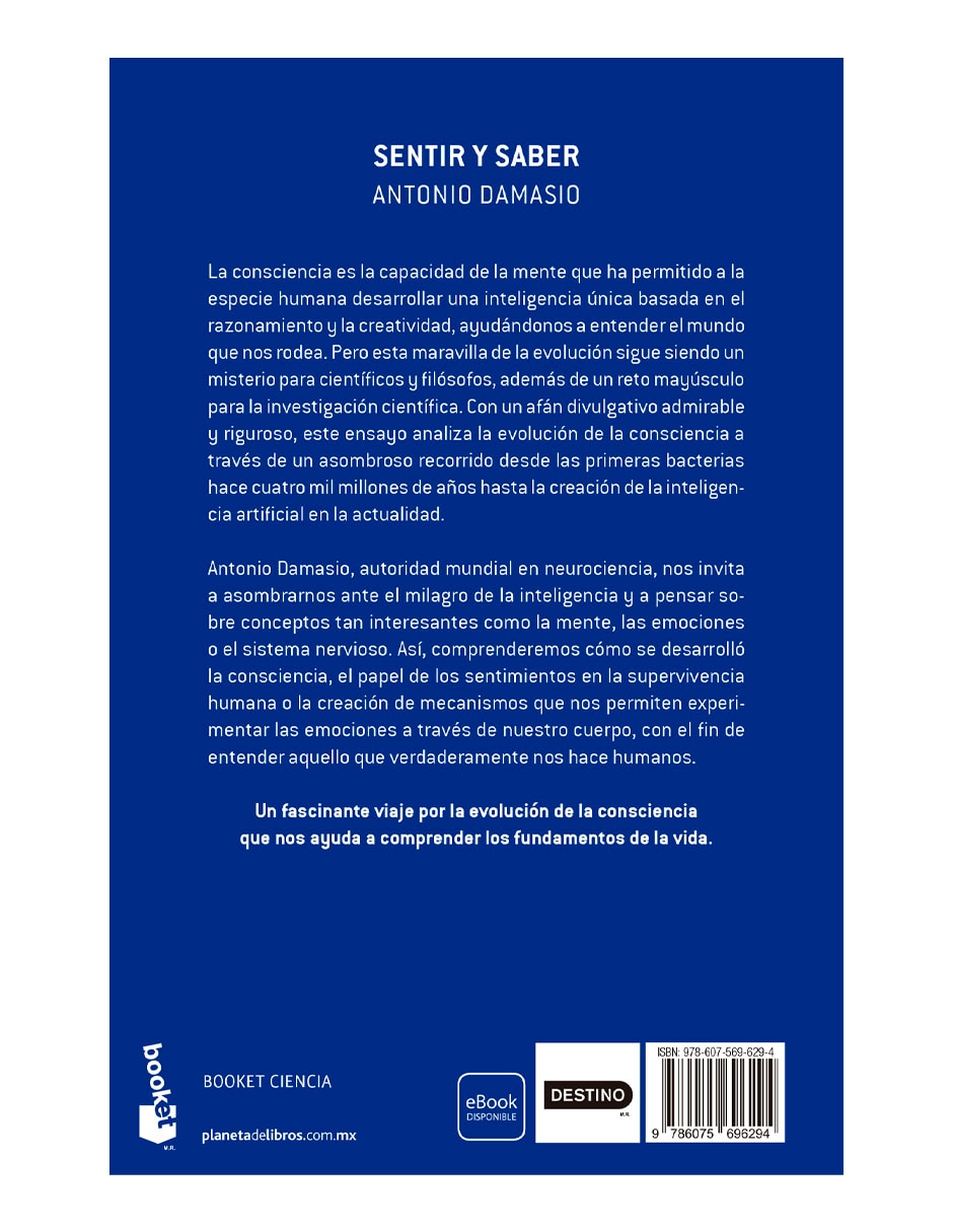 Libro Sentir y saber de Antonio Damasio 2