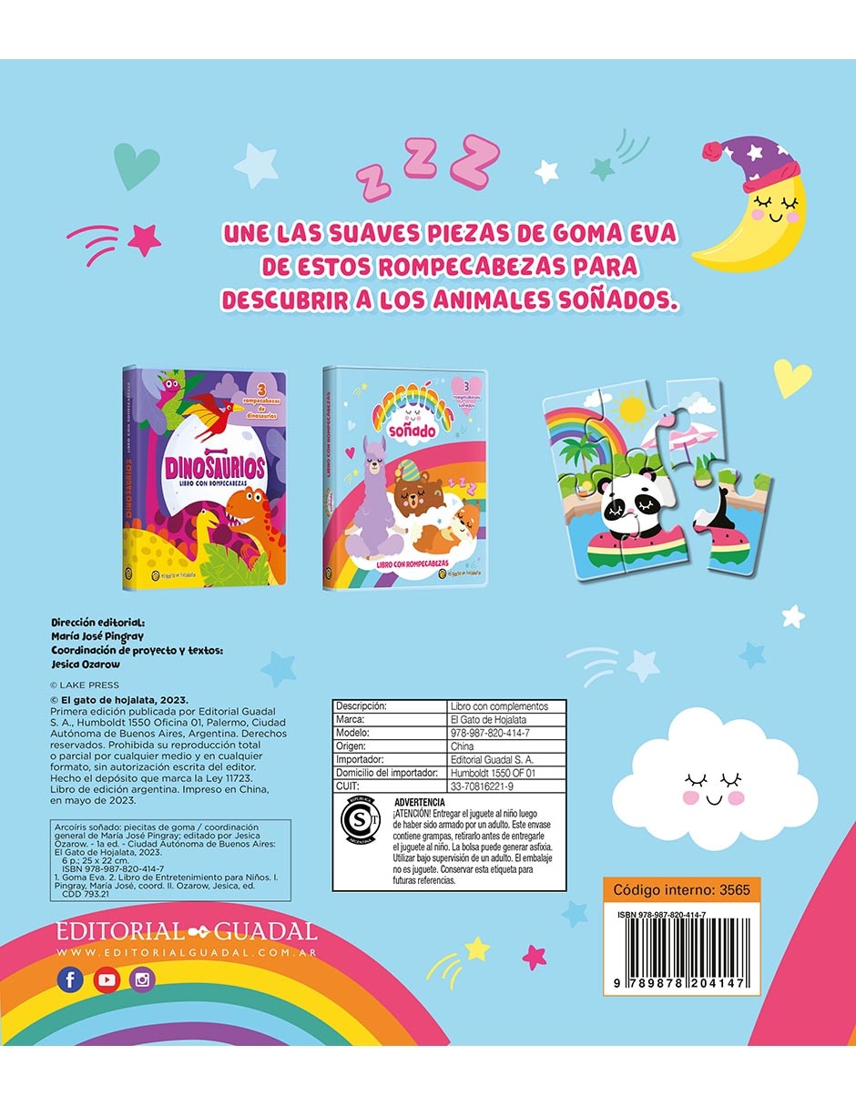 Libro Arcoíris Soñado Pieceitas de Goma de Editorial Guadal 2