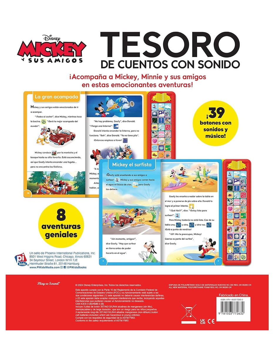 Libro Disney Mickey y sus amigos Tesoro de cuentos con sonido de PI Kids 2