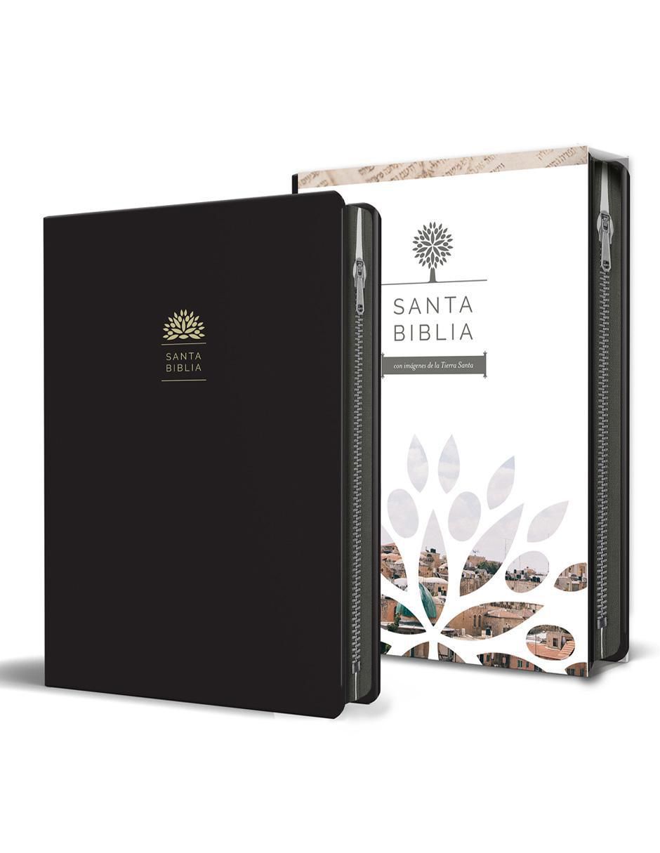 Libro Santa Biblia con imágenes de la Tierra Santa 1960 letra grande Color Negro de Reina Valera